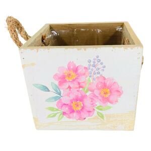 Decorative Wooden Box Tina Wenke Small Rope Handle Pink Floral Arrangement Gift